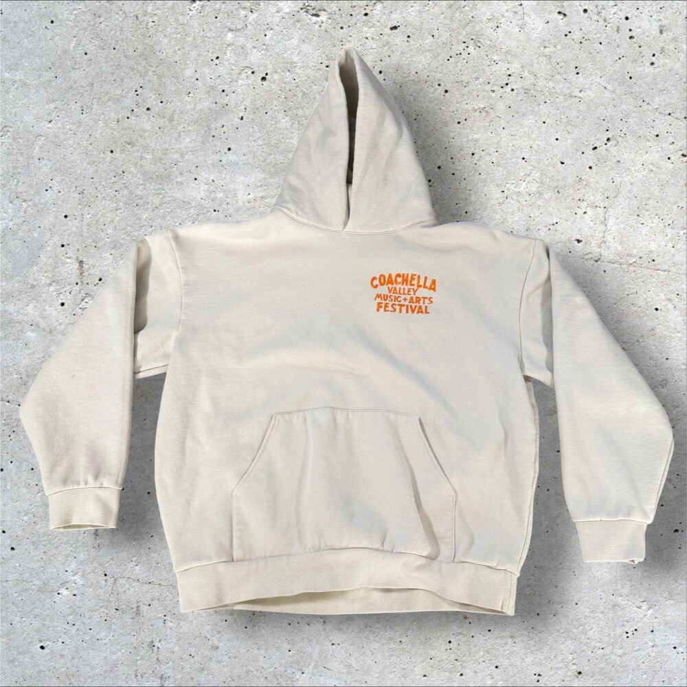 Official Coachella 2024 Music Festival Lineup Hoodie Cream Tan Pullover 2XL